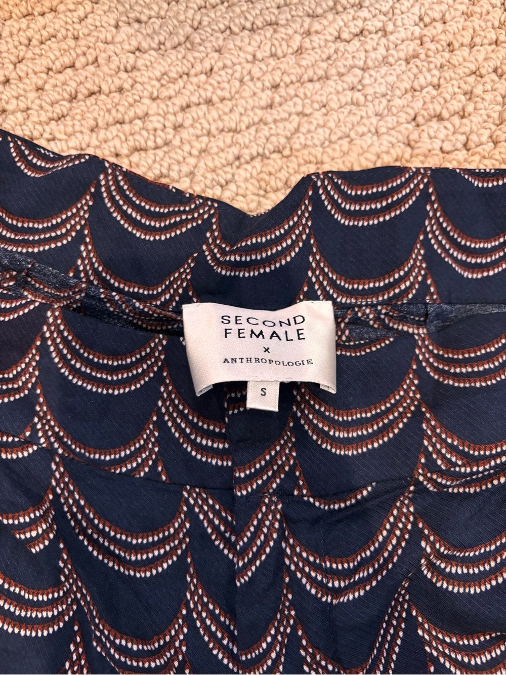 Second Female x Anthropologie Navy Printed pants